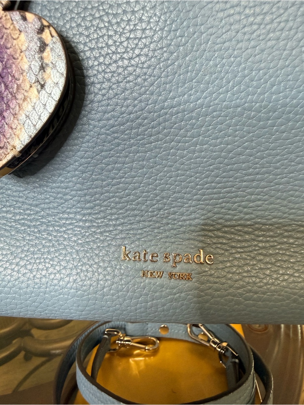 kate spade Lavender Blue Satchel with Snake-Print Trim - Picture 4 of 10